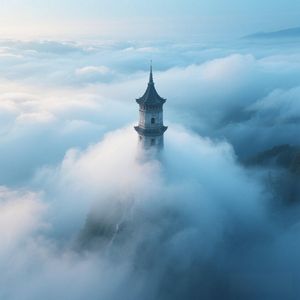 流云吻过孤塔
