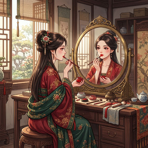 镜中的自己偶尔红妆