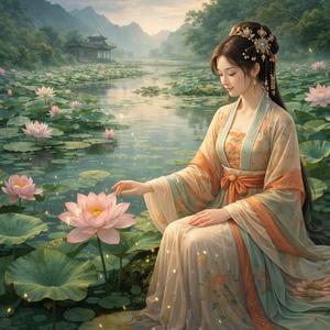 Woman by the Lotus Pond