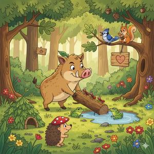 Dzik Fik i domki w lesie — wesoła piosenka z morałem dla dzieci | Forest Boar Song PL