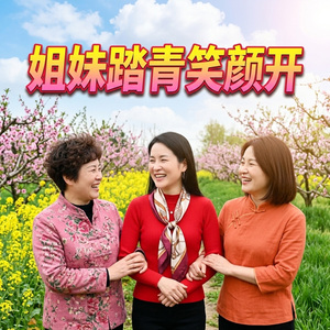 姐妹踏青笑颜开