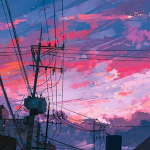 落日坠于云彩之间