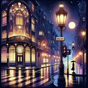 夜更けの交差点