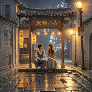 巷口路灯亮了