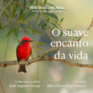 Os lindos passarinhos dormindo nas árvores em um campo florido em uma noite estrelada