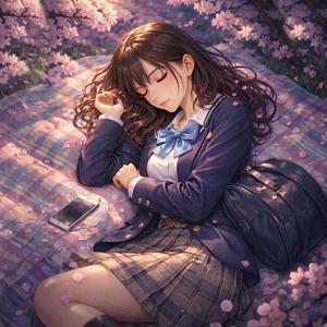 桜、眠い、お金ない（Dimmed outline/Full flow）