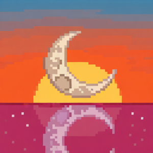 一轮红日和半盏月亮