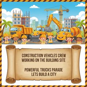 Construction Vehicles Crew Working on the Building Site Powerful Trucks Parade Lets Build a City