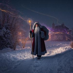 Der Mann mit Bart und einem Stab