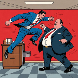 上司の顔にグーパンチ