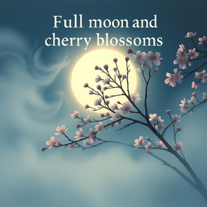 満月と桜