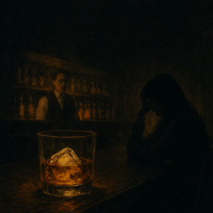 薄暗いバーの片隅