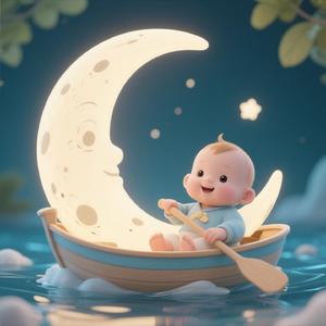 月亮小船摇宝宝（心脏跳动声+白噪音+宝宝哄睡）