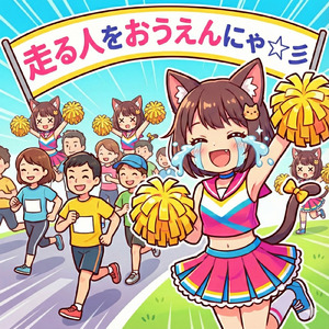 走る人をおうえんにゃ☆彡