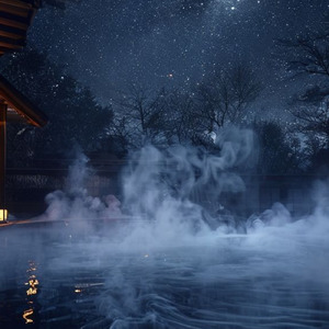 湯気にかすむ冬の星空夢幻