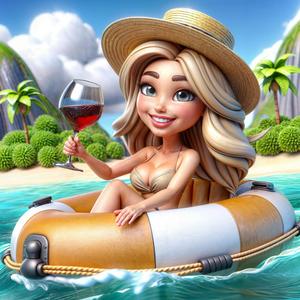 Gugga í gúmmíbát