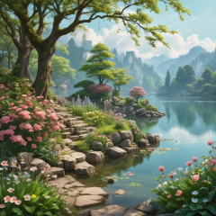 春日江南花语凉亭微风风景旅游vlog (现场)