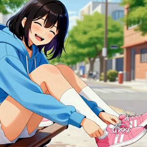 ピンクのスニーカー