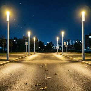 深夜，空街，一盏灯