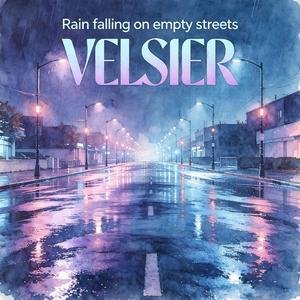 Rain falling on empty streets