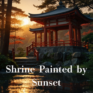 夕陽に染まる社