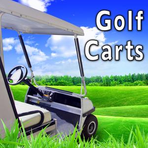 Electric Golf Cart Passing by Left to Right on Grass