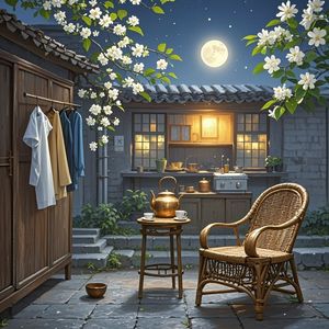 老藤椅上的月光