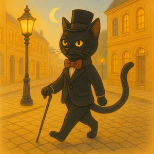 紳士な黒猫の散歩