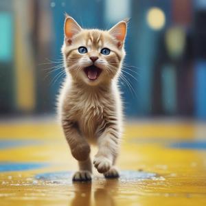 どしゃ降り雨、シャワーのようにあびる子猫 by @mesmericslide132