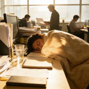 上班犯困好疲惫，阳光当被盖着睡