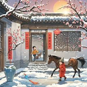 梅引东风辞旧岁