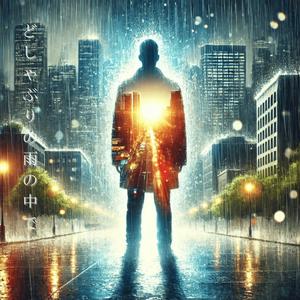 どしゃぶりの雨の中で