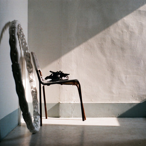 긴, 흐르는 강 옆 흩어져