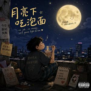 月亮下吃泡面
