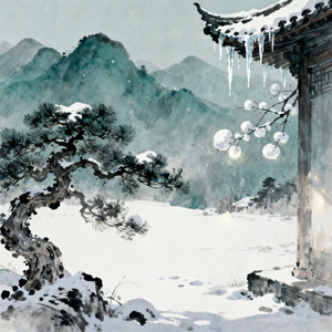 故人雪山湖山伴
