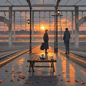 黄昏的站台-冷风细雨