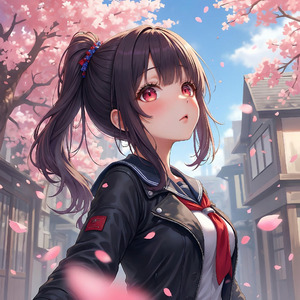 Beneath the sky where cherry blossoms dance