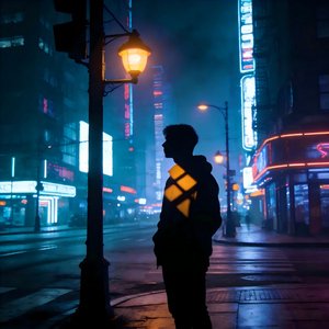 都市霓虹下的孤单