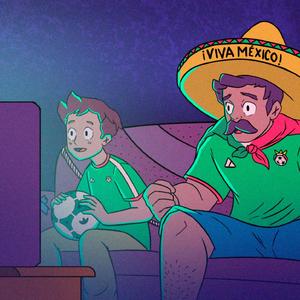 Viendo el mundial con papá