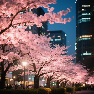 夜の桜並木