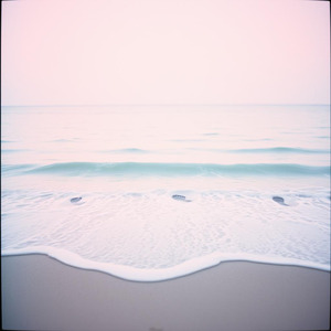 砂浜に残された足跡と消えた夏 80s