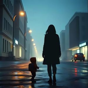 泥泞的街弄脏妈妈的鞋