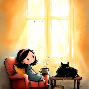 窓際でまったりカフェタイム 陽気な口笛