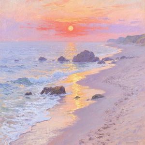 夕阳下的海岸线