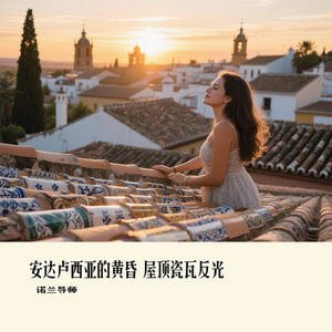 安达卢西亚的黄昏 屋顶瓷瓦反光