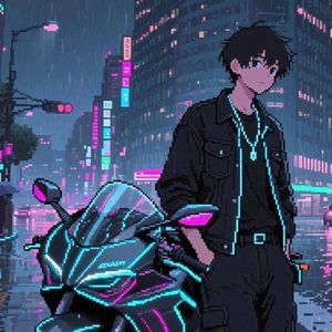 霓虹雨夜的少年