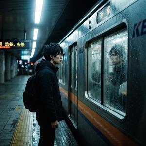 ホームに残る影