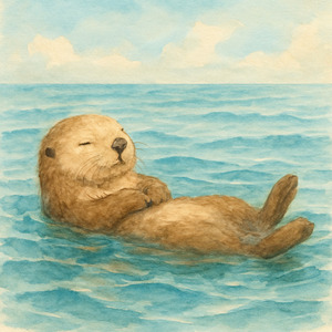 海にゆられるラッコ