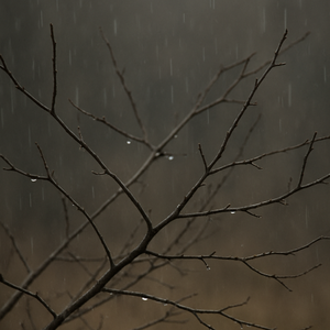 雨落在无叶的枝头