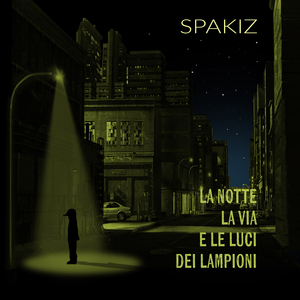 La notte la via e le luci dei lampioni